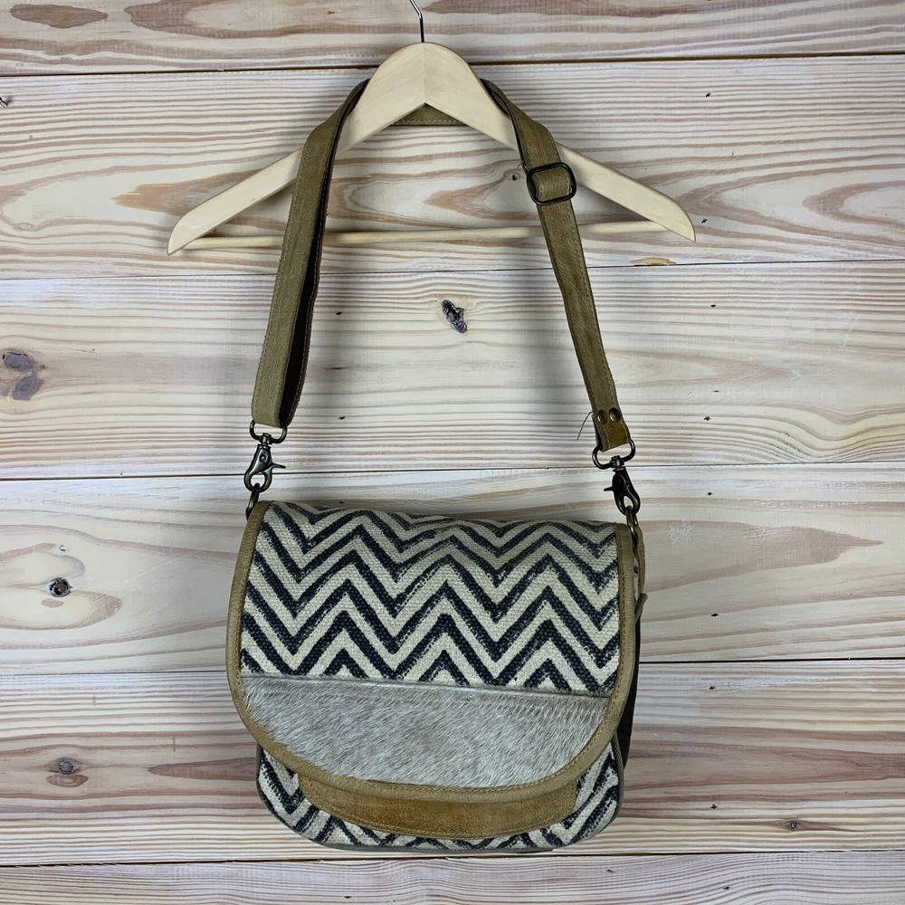 Myra‎ Bag Crossbody Leather Cowhide Chevron Western Boho Purse